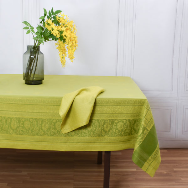 Green jacquard tablecloth for dining room