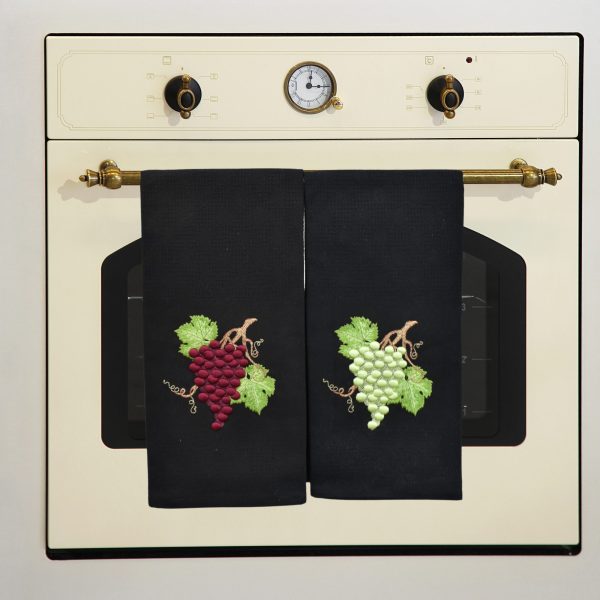 Tea towels with textured grapes embroidery - Image 5