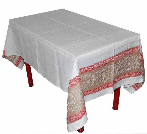 Rectangle Square Tablecloth Jacquard Greek Key Pattern  White Beige Red Decor European Quality Linens Dinner Tablecloths New Gift for mom - Image 2