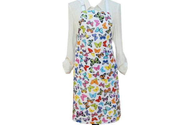 Ladies apron with printed Butterflies, multicolor butterfly aprons, kitchen acssesoris butterflies design, gifts for hostess, grandma