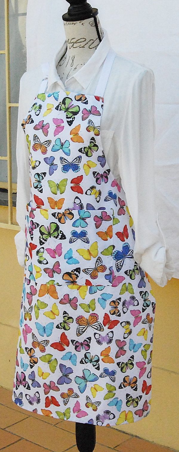 Ladies apron with printed Butterflies, multicolor butterfly aprons, kitchen acssesoris butterflies design, gifts for hostess, grandma - Image 2