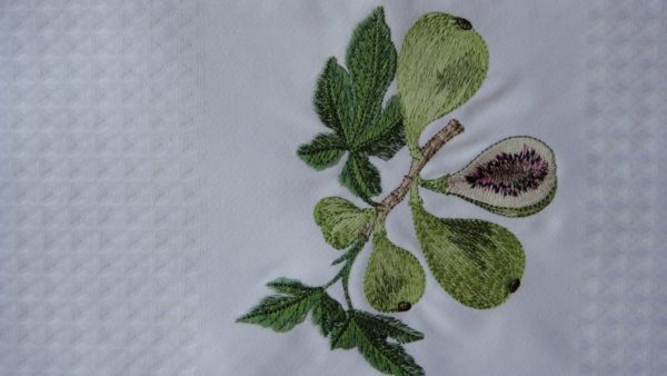 Pomegranate towel embroidery, green kiwi figs fruits kitchen decor white cotton tea towels, dishcloths, birthday gifts for friend - Image 3