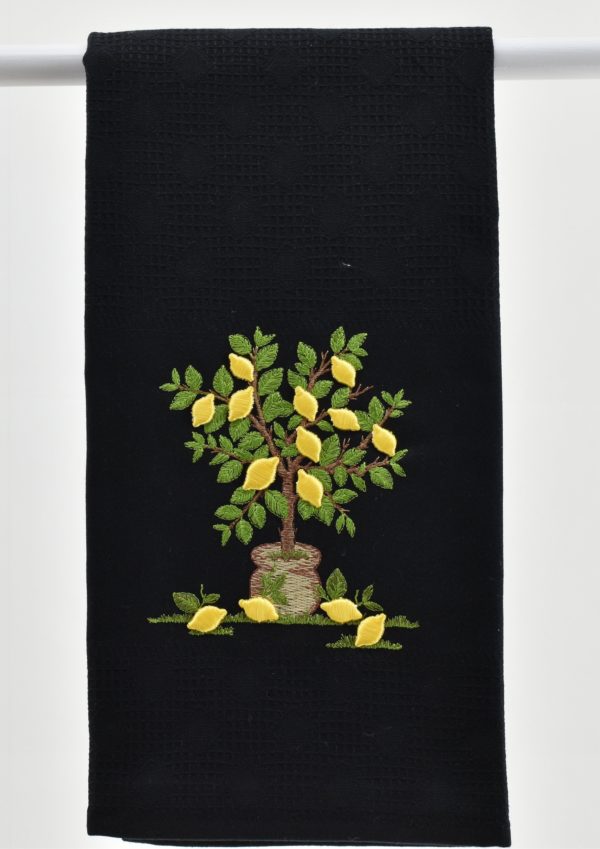 Citrus tree tea towel, embroidered kitchen with lemon fruits, dishcloths, white hand towels, fresh green waffle fingertip, thankful gifting - Image 8