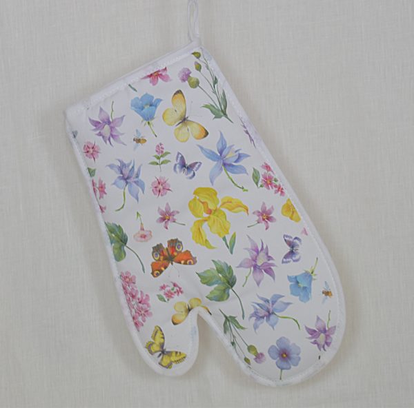 Floral oven mitt potholer kitchen textile, oven backing glove botanical kitchen decor European fine linen Beautiful gifts for baking chef - Image 2