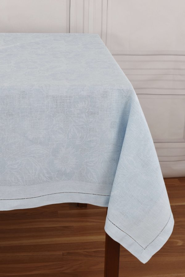 Sky blue Floral jacquard tablecloth - Image 8