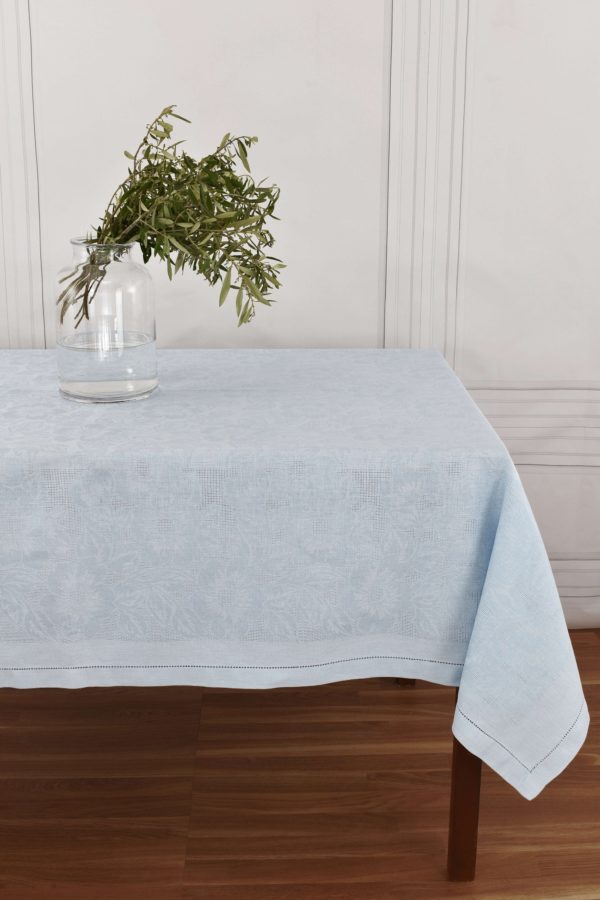 Sky blue Floral jacquard tablecloth - Image 5
