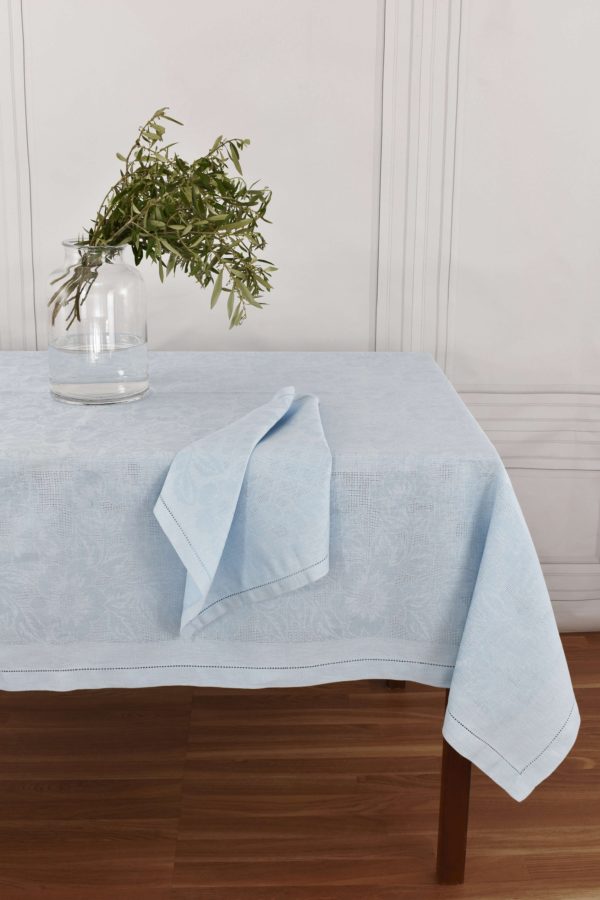 Sky blue Floral jacquard tablecloth - Image 4