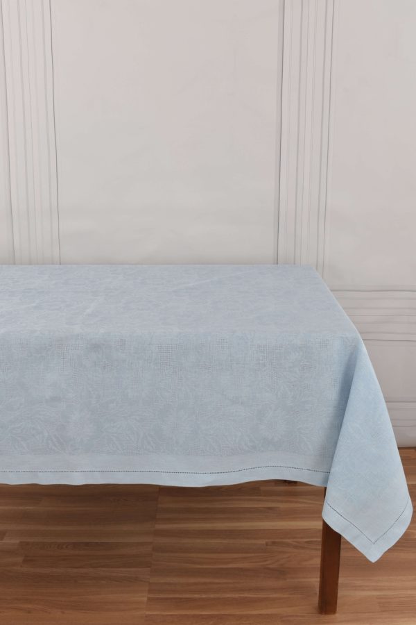 Sky blue Floral jacquard tablecloth - Image 3