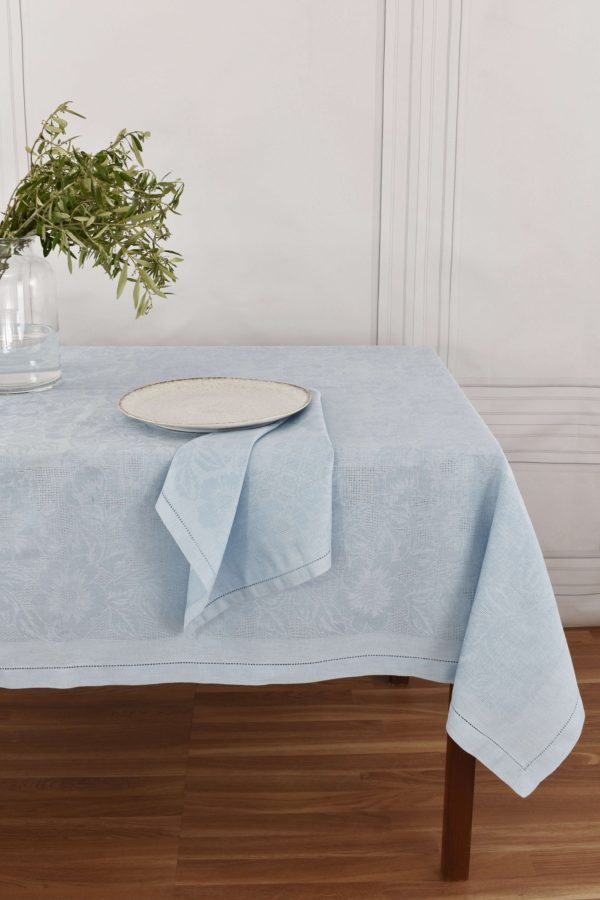 Sky blue Floral jacquard tablecloth - Image 2