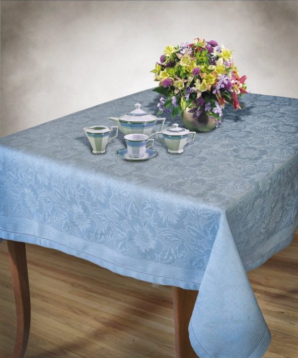 Sky blue Floral jacquard tablecloth - Image 9