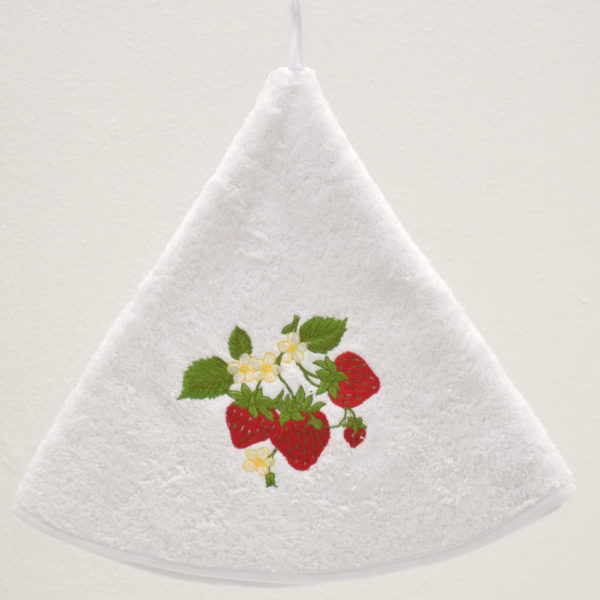 Strawberry round kitchen towel embroidery