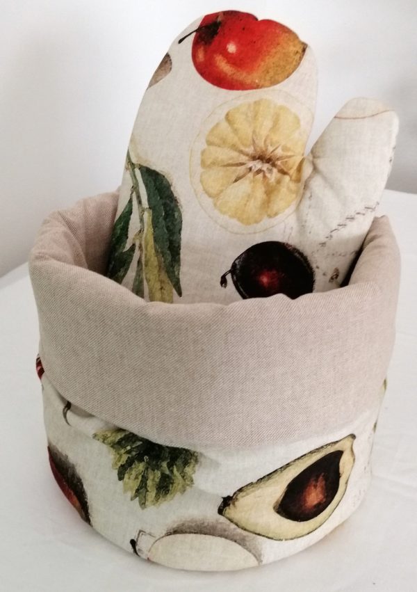 Round cotton bread basket, kitchen storage box, nuts organic storage, cookies bag, table centerpiece, kitchen Easter gift - Image 4