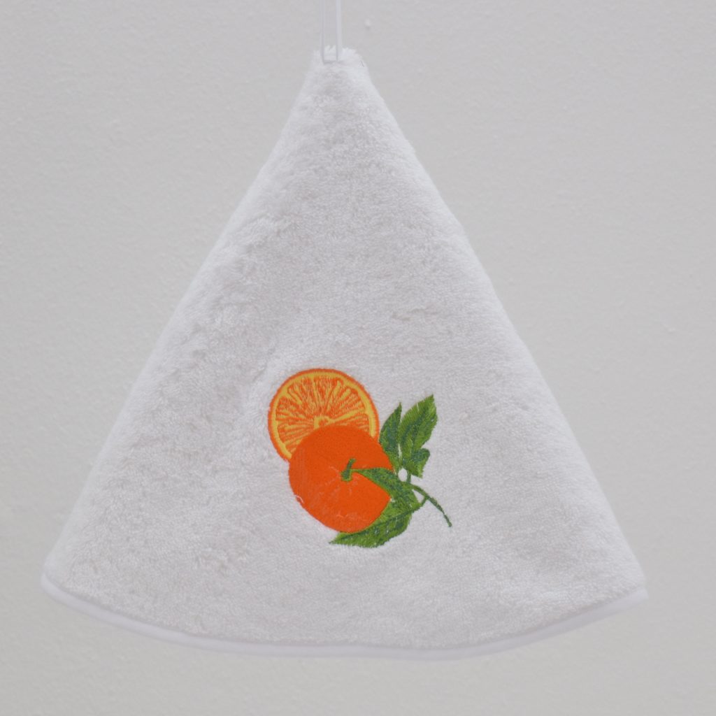 French orange round kitchen towel, citrus fruits orange tree