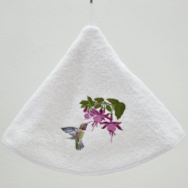 Hummingbird embroidered round soft towels