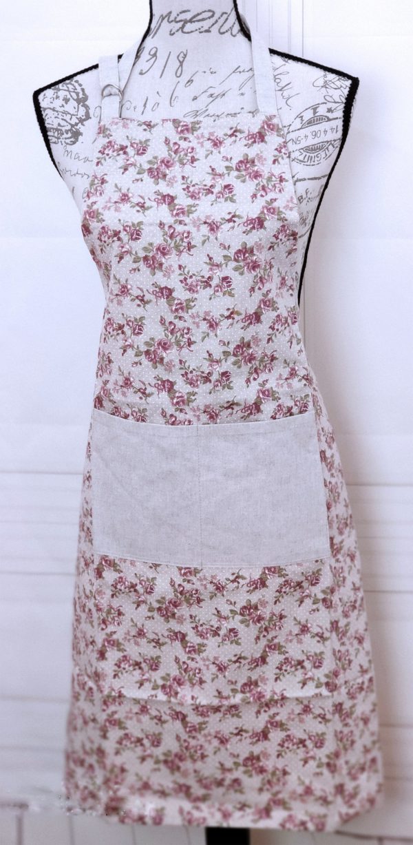 Shabby chick kitchen apron, cooking aprons, Pink roses women apron, baking gift for birthday shabby chick gifts for woman