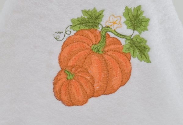 Fall embroidered pumpkins round towel