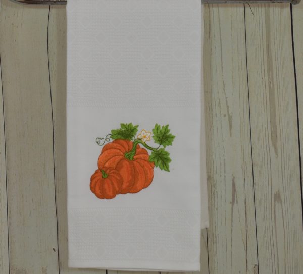 Fall embroidered pumpkins round towel - Image 3