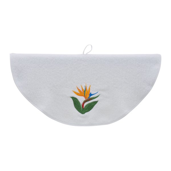 bird of paradise round towel, Madeira flower kitchen towels, hand guest towel, floral bathroom decor, embroidered gift for wife - Image 2