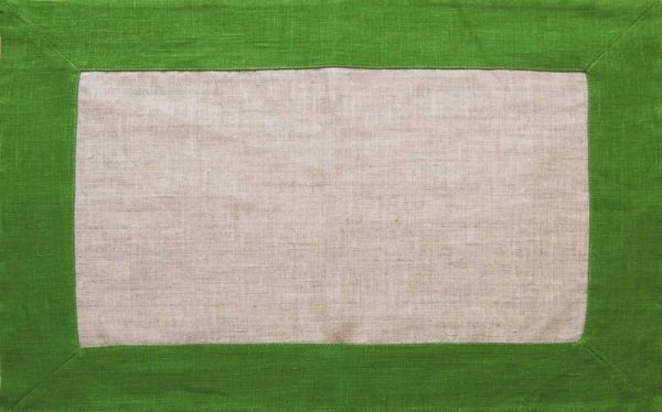 Green linen placemat. Handmade ajour Hemstitched table topper. Holiday table decor. Green chest cover. Dining table Decor Classical Linen - Image 5