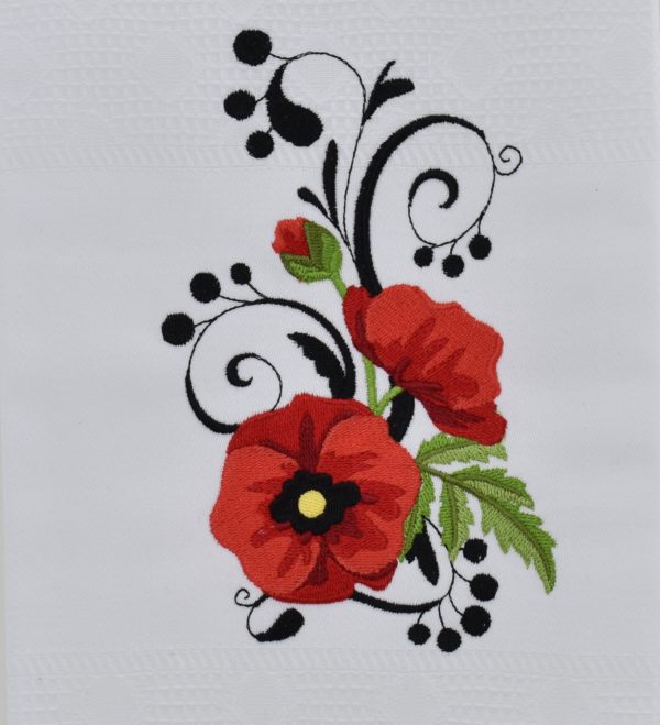 Red poppies tea towel, red flowers kitchen, hand towels for bathroom. Oven door stove handle towels, unique tea towel gift for hostess - Image 3