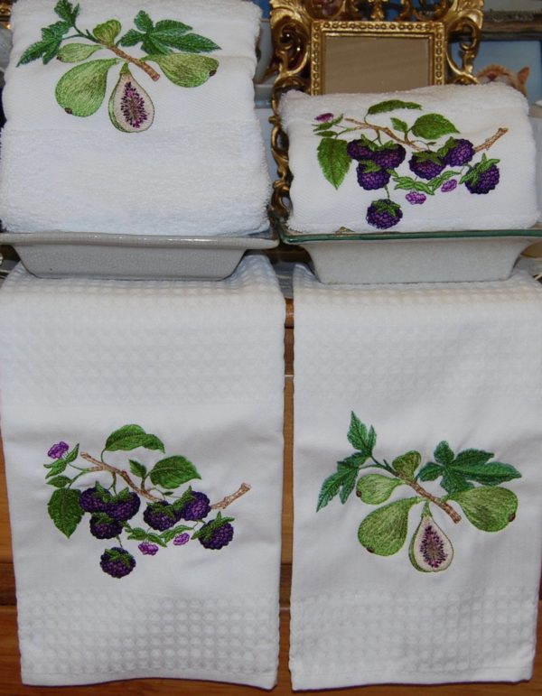 Berries fruits dish cloths, tea towels, kitchen towel, figs blackberry high quality cotton. Gift for friend mother wife sister